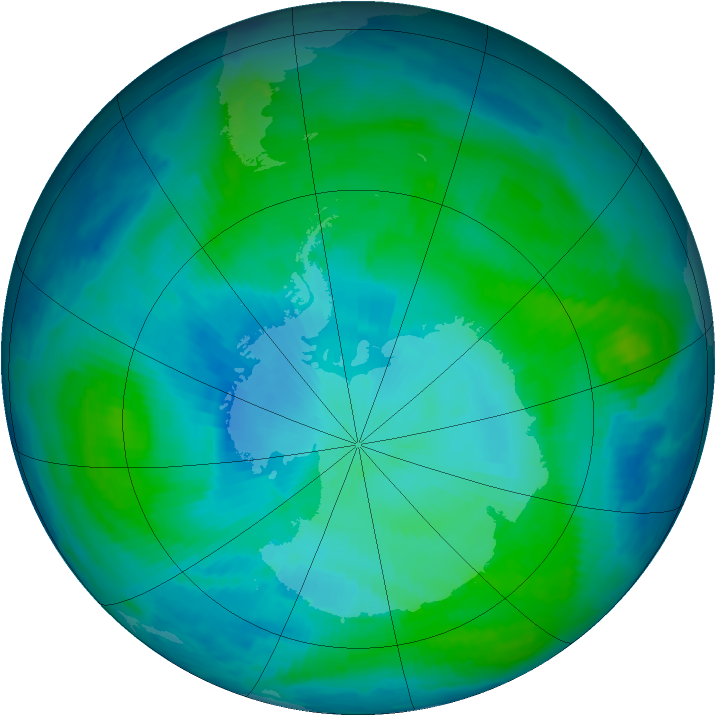 Antarctic ozone map for 01 February 1997